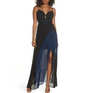 CLOSING SALE Foxiedox Pleated Chiffon Gown Black